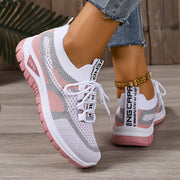 Women's Plus Size Lightweght Casual Sneakers with Gradient Color-Blocking and Breathable Fabric