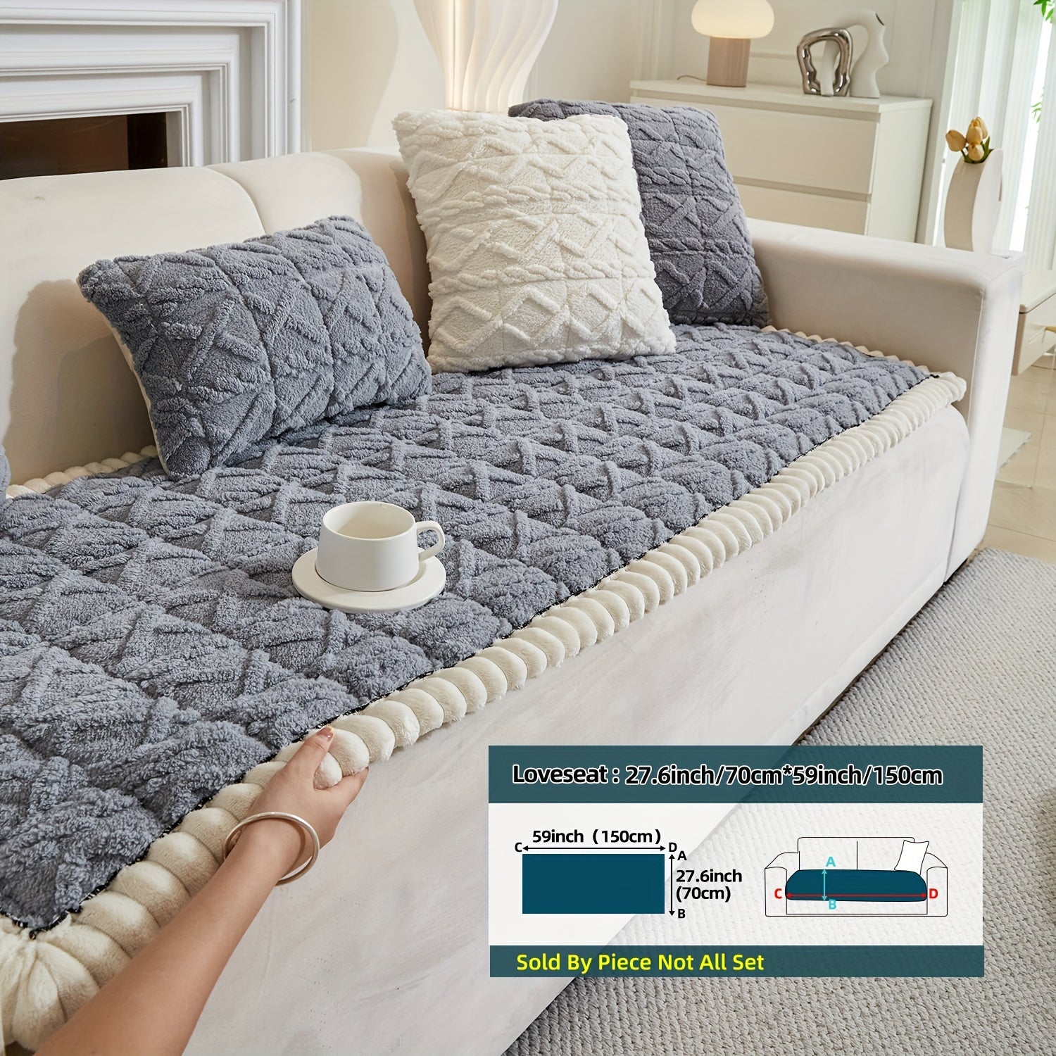 Bohemian Quilted Sofa Cover Plush Fabric Non-Slip Machine Washable Decorative