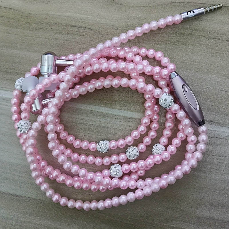 Wired Earphones with Microphone for iPhone and Android Pearl Metal Earbuds Open-Back Lightweight Retractable Cable