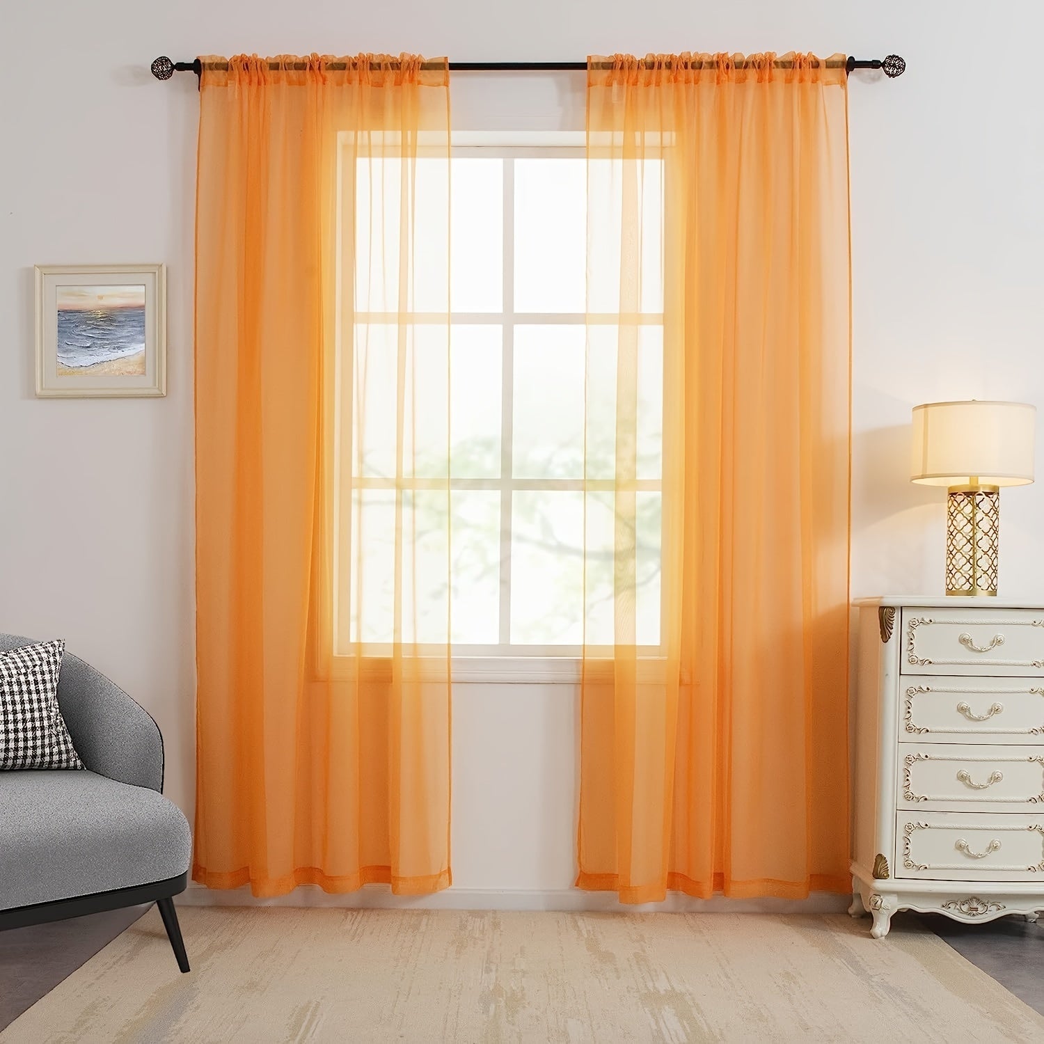 Sheer Curtain Panels with Rod Pocket for Bedroom Living Room Office Kitchen
