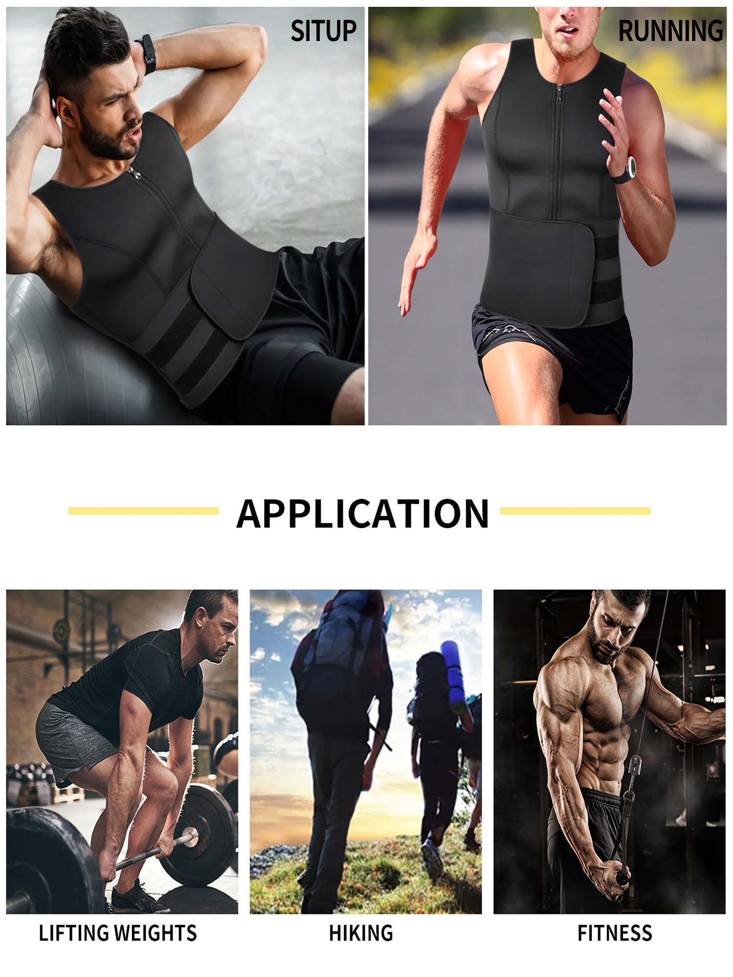 Men's Polyester Compression Tank Top with Zipper and Waist Trainer