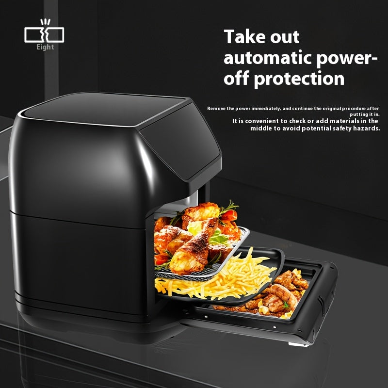 12L Air Fryer Oven with 3D Interior, 8 Menus, 2200W, Temp Control, Timer, Versatile for Family Cooking