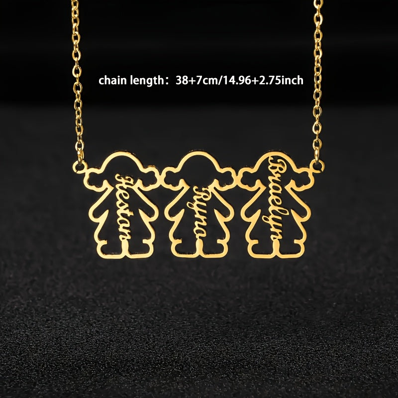 Personalized Stainless Steel Pendant Necklace with Multiple Names for Women