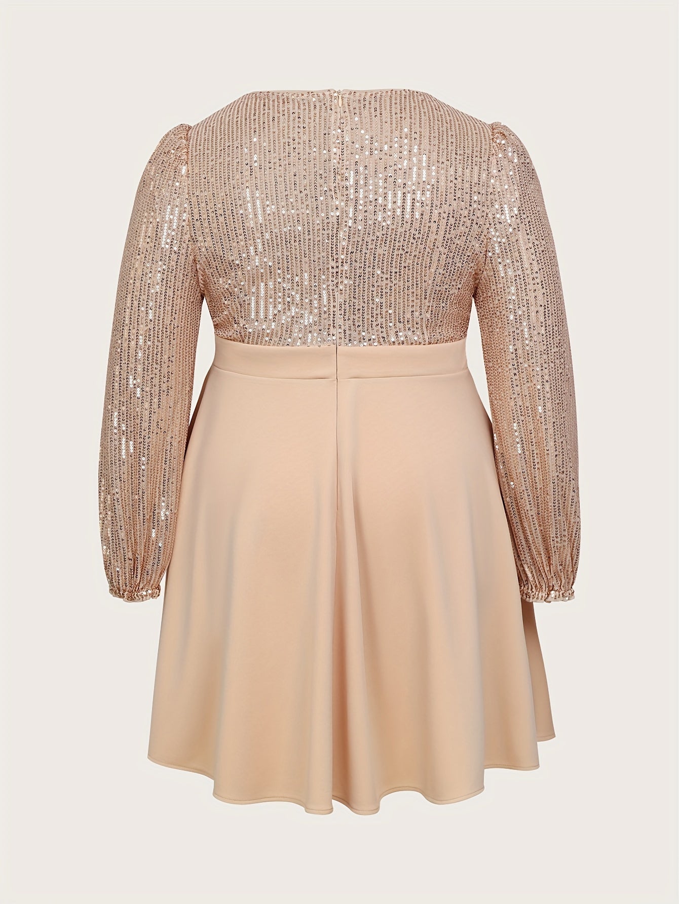 Vestido de talla grande con lentejuelas y fruncido, de manga larga, ropa de mujer para primavera y otoño