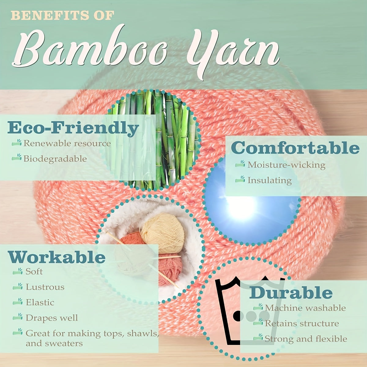 Set of 4 Acrylic Yarn Balls 50g Each for Crochet and Knitting Craft Projects