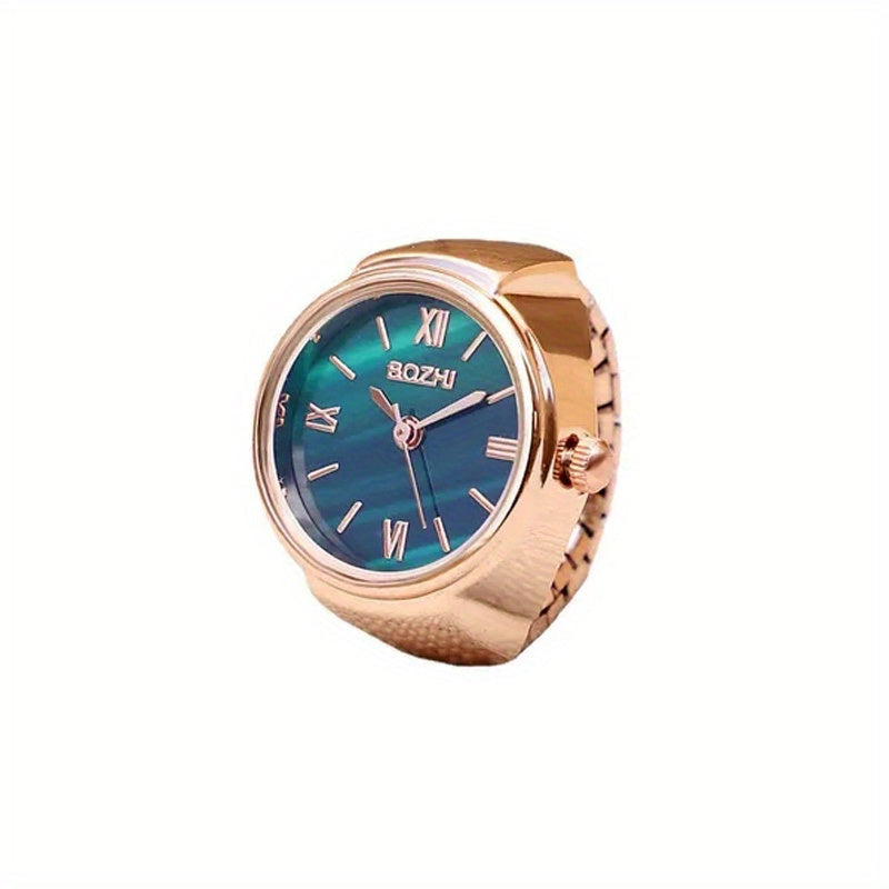 Green Mini Watch Ring for Men Women Fashion Alloy Shell Finger Watch