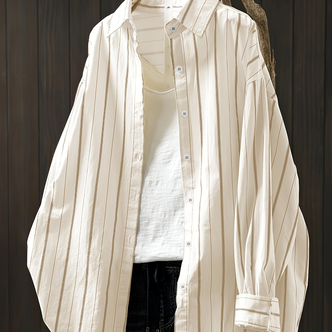 Женская блузка большого размера с длинным рукавом, повседневная в полоску, с лацканом и фруктовым принтом