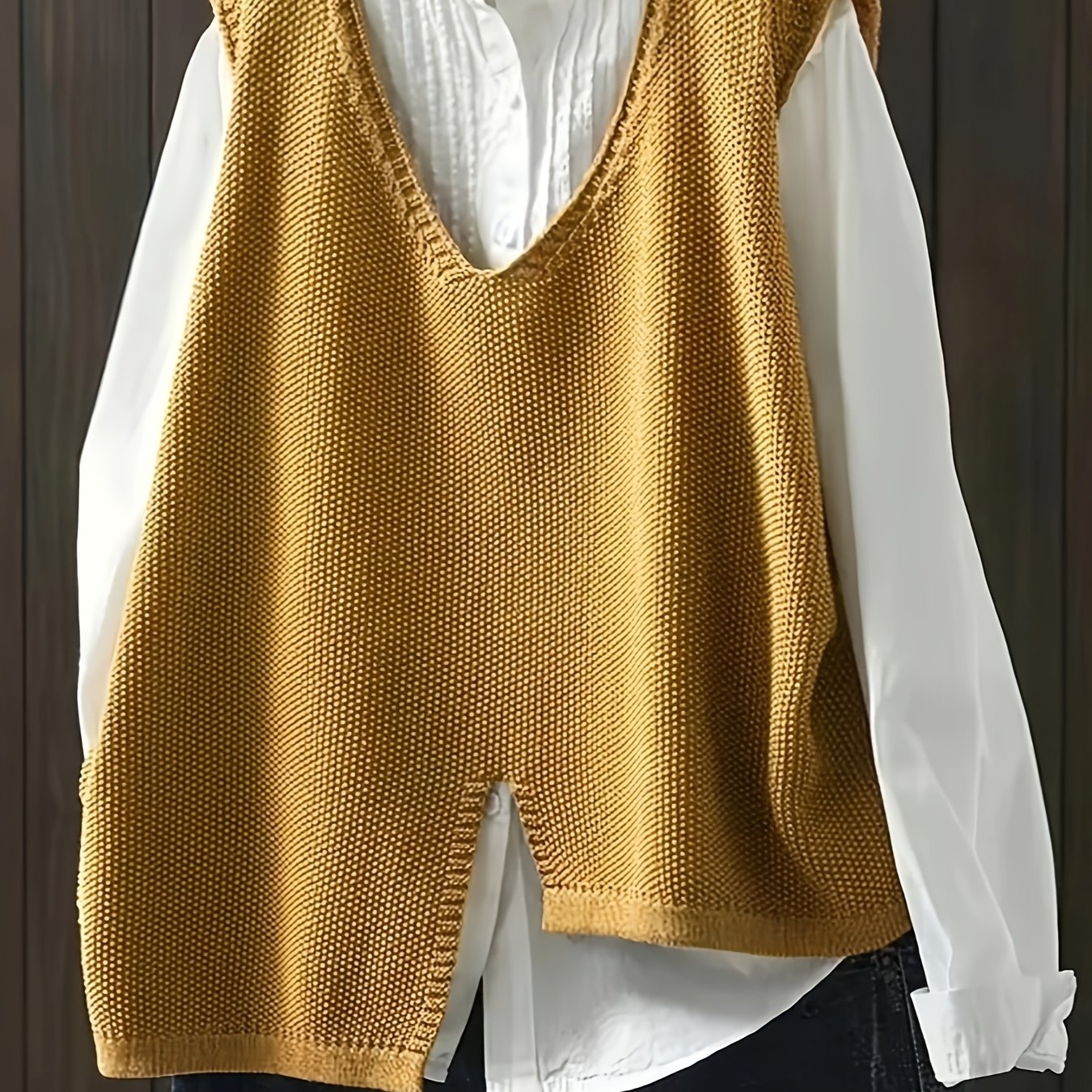 Plus Size Women Artistic Minimalist Irregular Hem V-Neck Vest