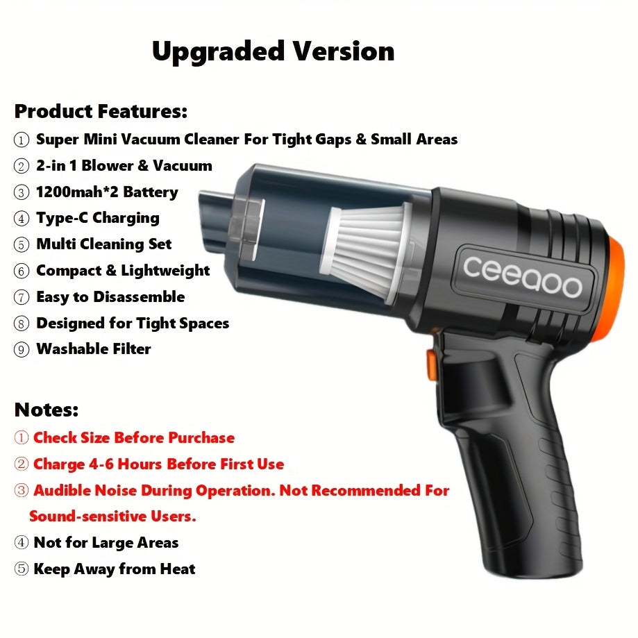 Wireless Handheld Vacuum Cleaner with Large Capacity Battery and Accessories