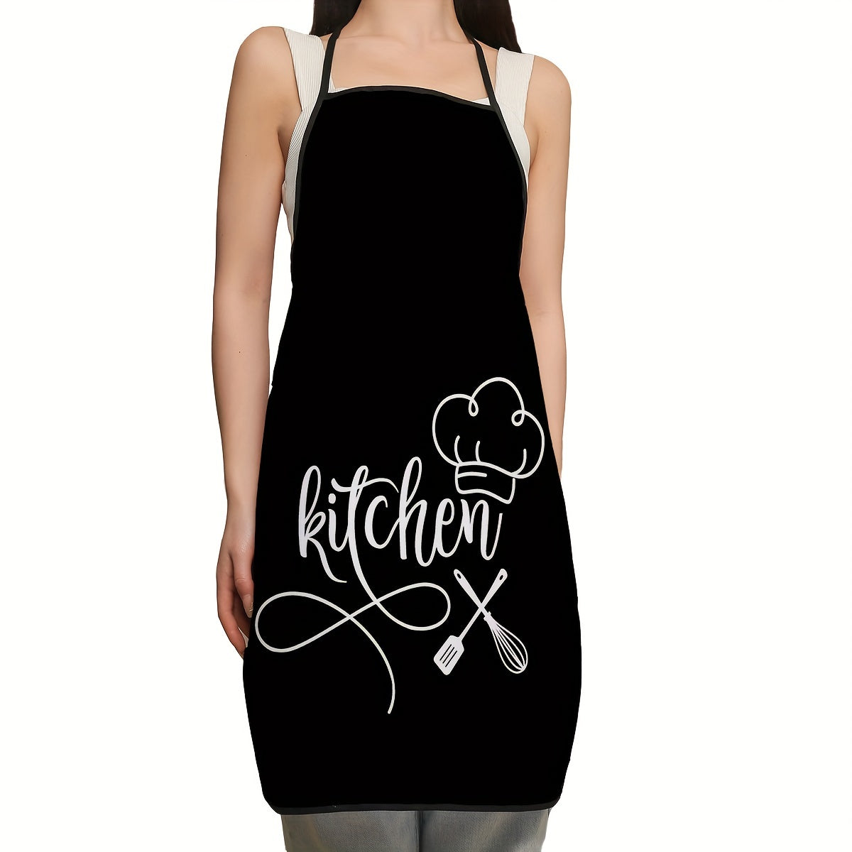Letter Print Apron Made of Durable Polyester for Kitchen and Dining