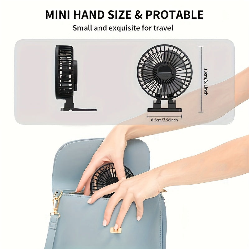 USB Desk Fan with 3 Speeds Quiet Portable Table Fan for Home Office Travel