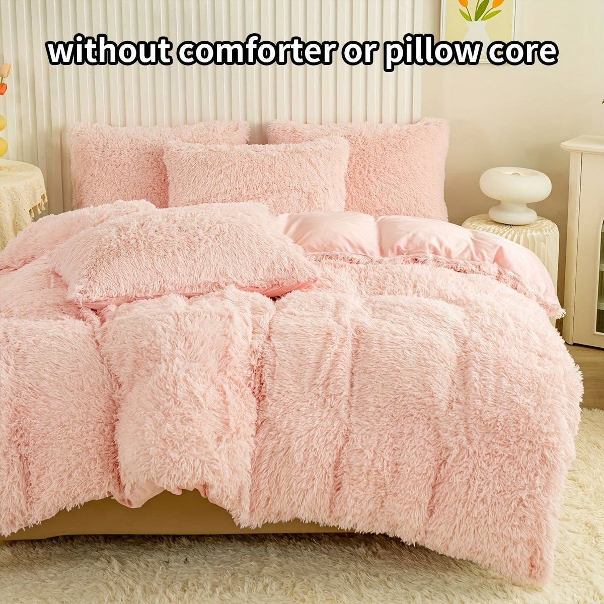 Set of 3 Pink Polyester Bedding Pieces for All Seasons Bedroom Decor