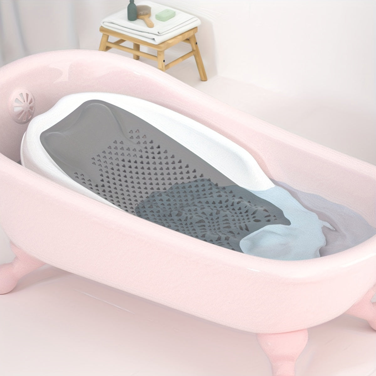 Kids Baby Bath Seat Foldable Fish-Shaped Non-Slip PP Support for Safe Bathing