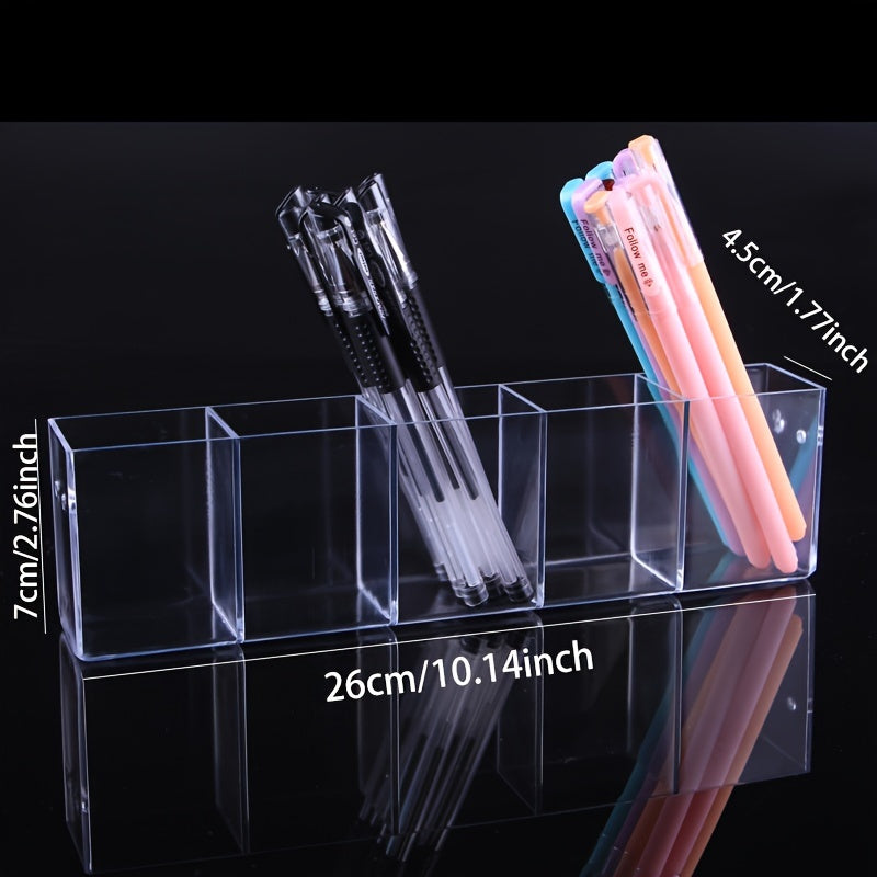 Acrylic Transparent Storage Rack with 5-Grid Partition for Cosmetics and Office Use