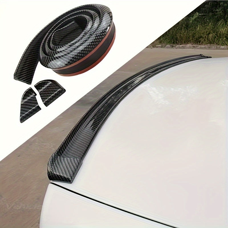 Universal Carbon Fiber Look Rear Wing Spoiler No Drill Soft Rubber Car Decoration
