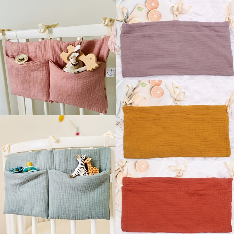 Baby Bedside Organizer Cotton with Double Layers and Pockets for Strollers and Gifts