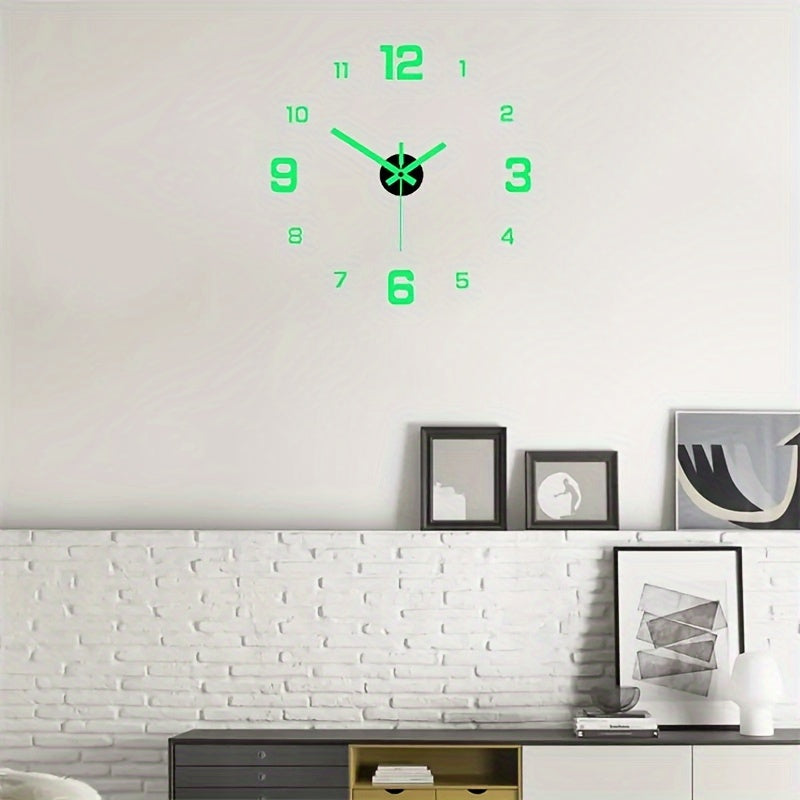 Digital European Style Luminous Wall Clock for Study and Living Room Silent Punch-Free