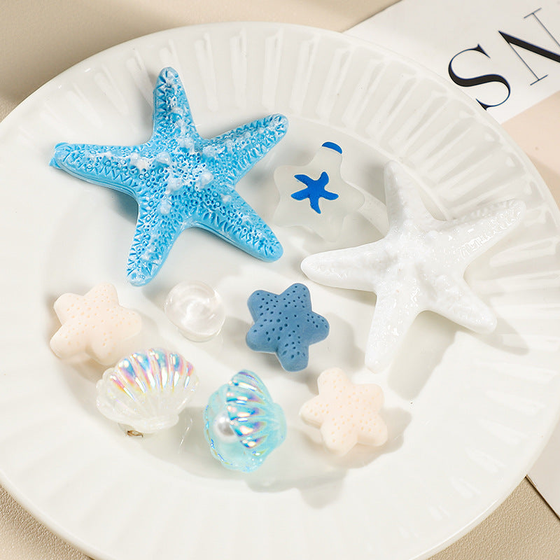 9PCS Ocean Resin Starfish Shell Shoe Charms for DIY Slippers Phone Case Craft