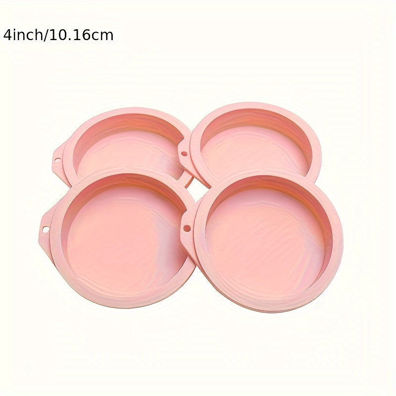 Set of 4 Silicone Round Cake Molds Non-Stick Baking Pans for Cakes and Breads