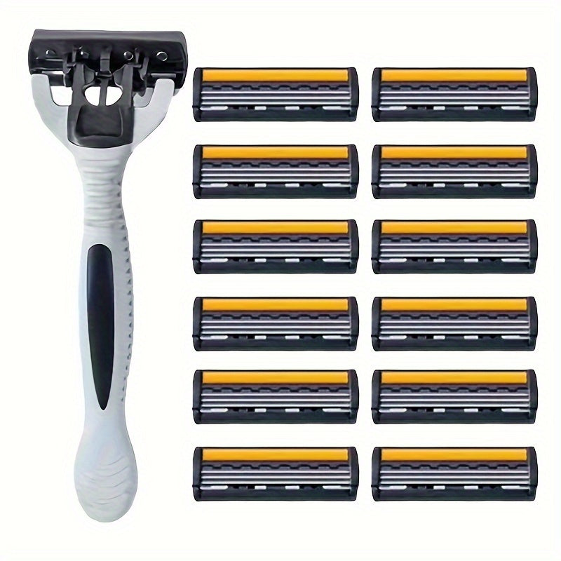 Men's Manual Razor Stainless Steel Blades Non-Slip Handle for Beard and Mustache Grooming