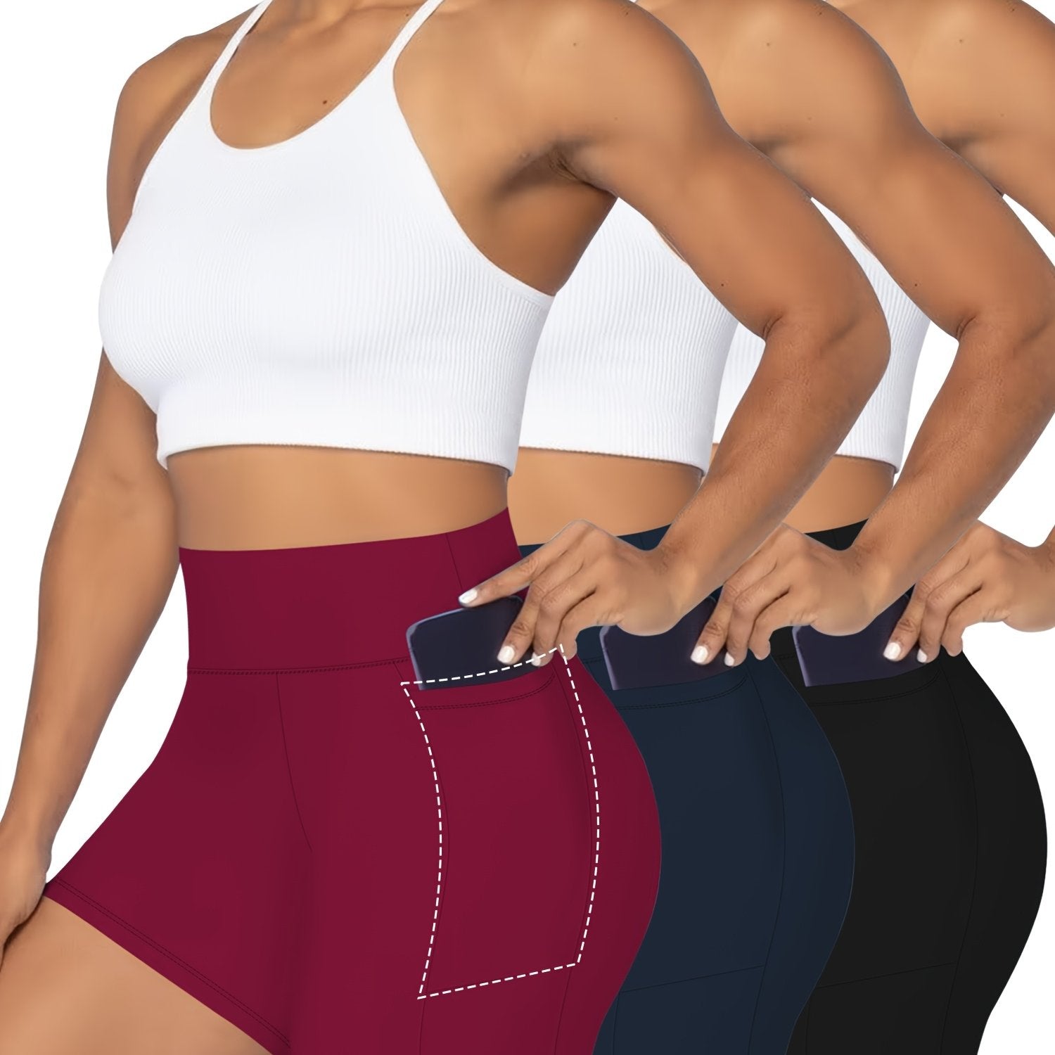 Plus-Size ayollar uchun yuqori belli, popo ko'taruvchi shortlar, bir rangli yozgi shakllantiruvchi kiyim