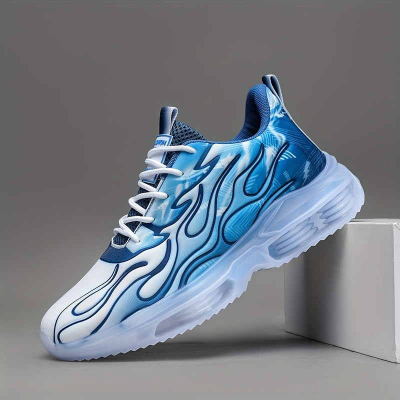 Men's Casual Athletic Sneakers Breathable Fabric Upper EVA Sole Low Top Lace-Up Striped Pattern All-Season Outdoor Comfort