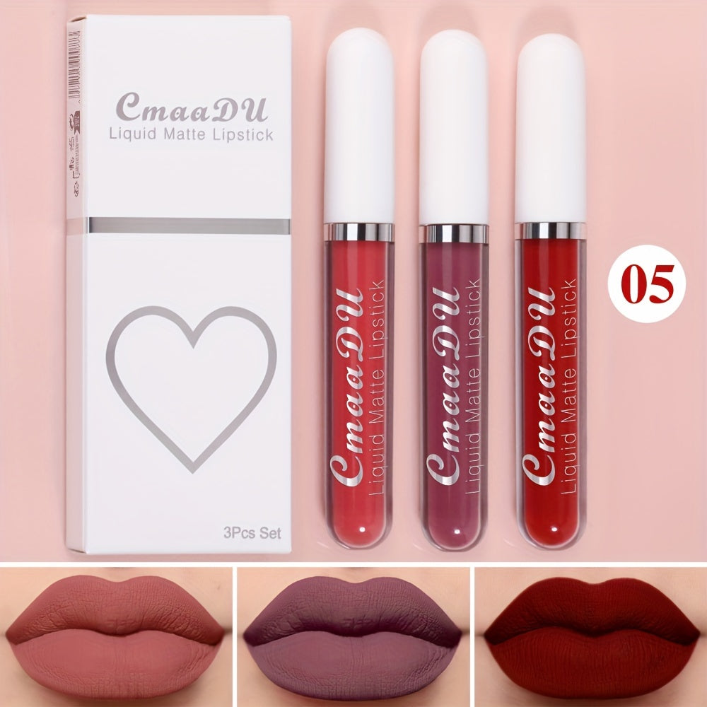 Set de labiales líquidos mate para mujer, a prueba de agua y de larga duración en tonos rojos