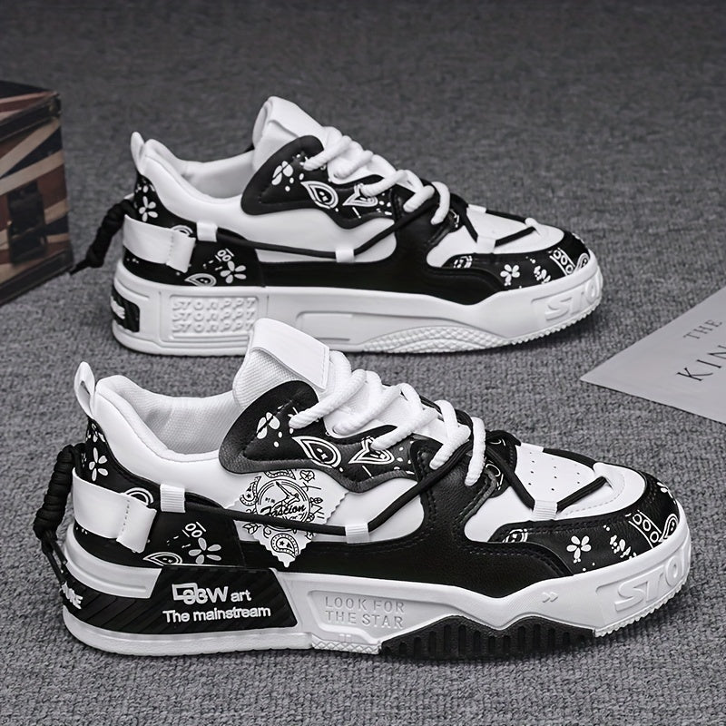 Men's Casual Skateboard Sneakers for Outdoor Sports and Parties Flat Height-Increasing Design