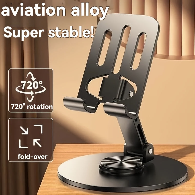 All Metal 360° Rotatable Foldable Phone Holder for Streaming Carbon Black