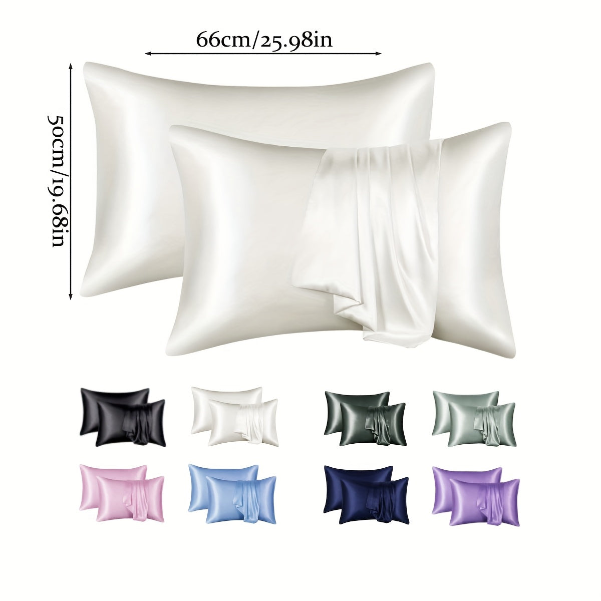Juego de 2 fundas de almohada satinadas hipoalergénicas de poliéster con cierre de sobre 200gsm