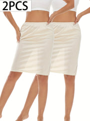 Women Plus Size Ice Slicky Fiber Ruffle Underwear Skirt Set