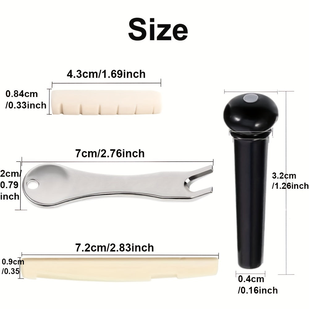 12 акустических колков для гитары с инструментом для их извлечения и запасными частями для седла и ноты