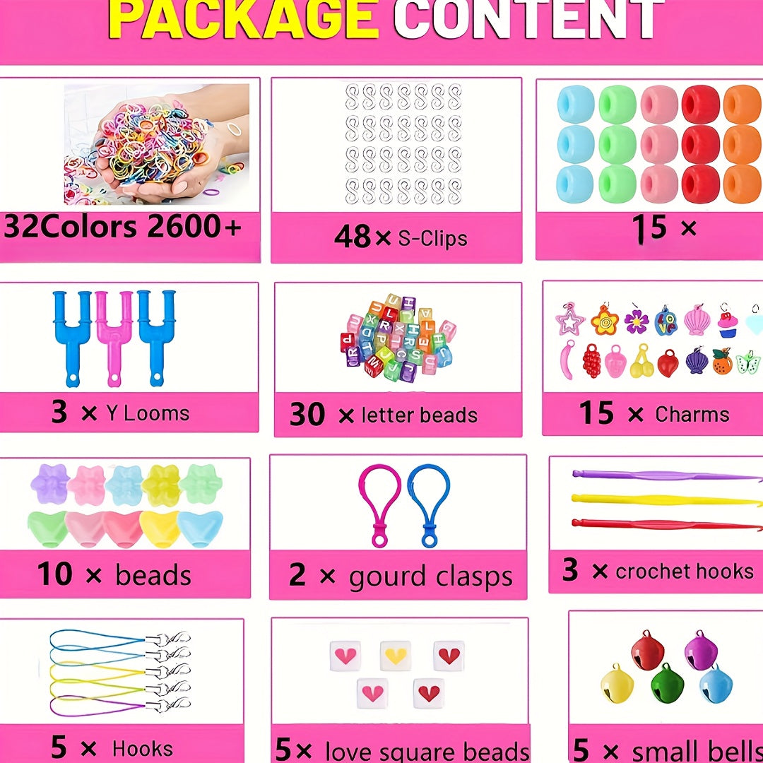 Bolalar uchun zargarlik buyumlari qilish to'plami, rang-barang silikon bantlar va bilaguzuklar, soatlar va poyabzal uchun saqlash bo'linmalari bilan