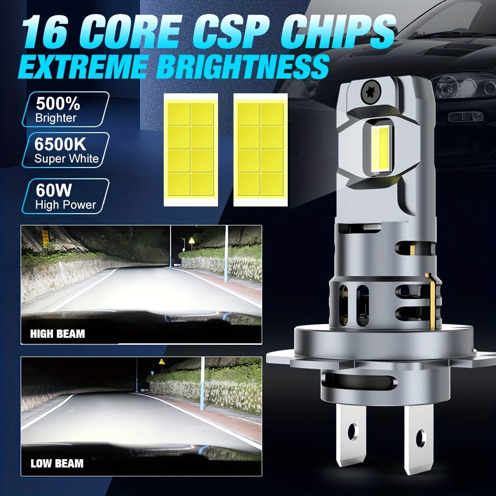 2 Pack LED Car Headlight Bulbs H7 60W 20000lm Bright White 6500K