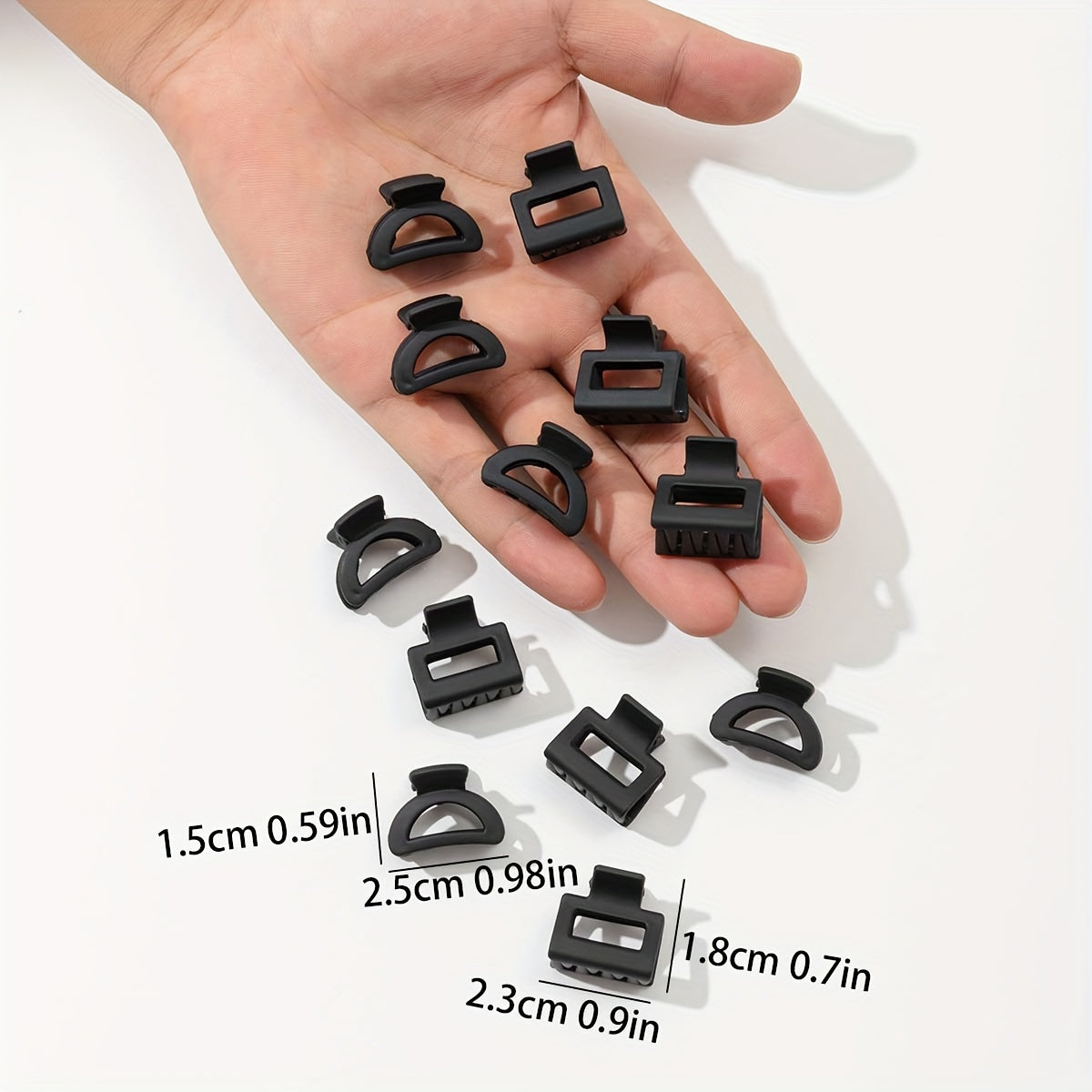 Women's Hair Claw Clips Black Small Square Half-Round Anti Slip Hair Accessories 12 Pack