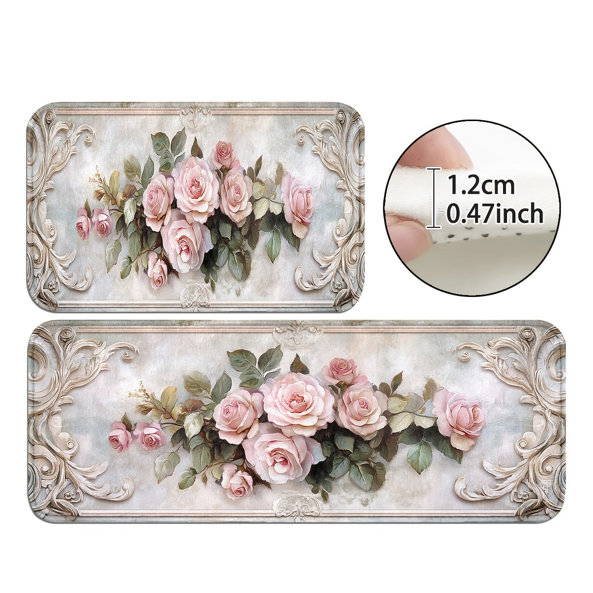 Valentine's Day Rose Flower Door Mat Non-Slip Machine Washable Entry Rug Indoor Decor