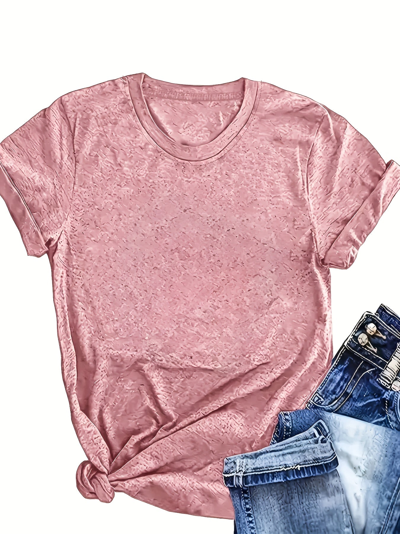 Women's Casual Short Sleeve T-Shirts Set 5 Colors Breathable Cotton