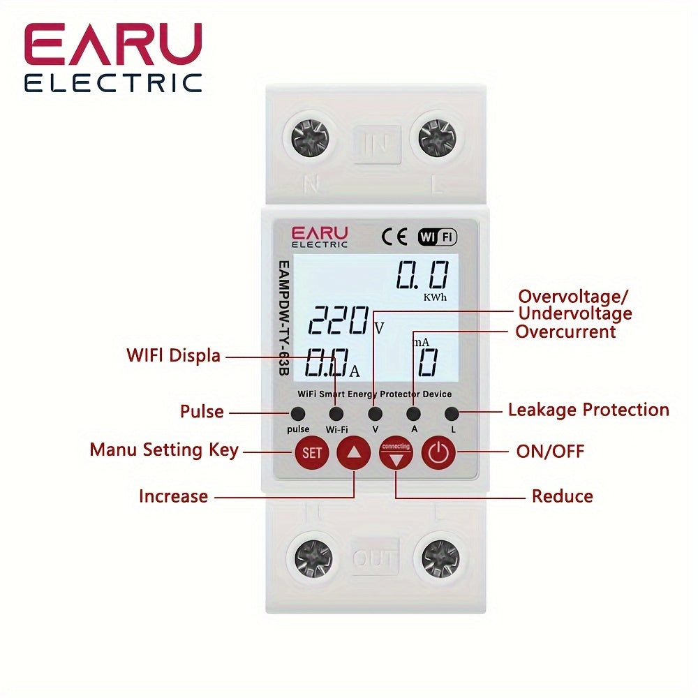 Smart Circuit Breaker with Earth Leakage Over Voltage Under Voltage Protection Energy Meter Remote Control