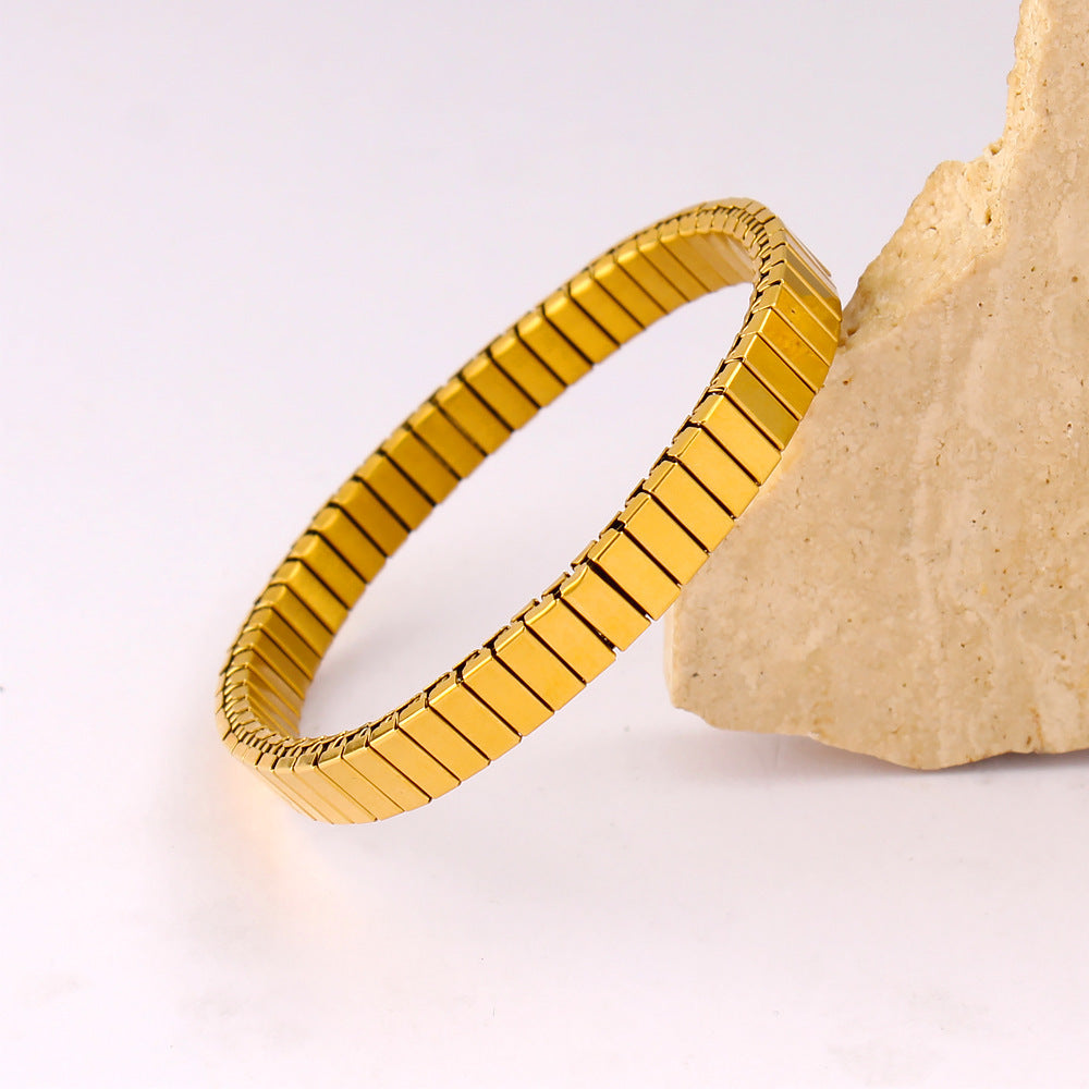 Titanium Steel Bracelet 18K Gold Plated Japanese Korean Inspired Stylish Versatile Jewelry