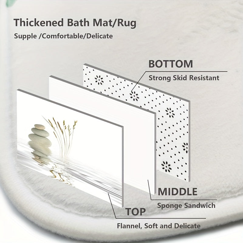 4-Piece Shower Curtain Set Waterproof Non-Slip Rugs Bath Mat Toilet Lid Cover 180x180cm