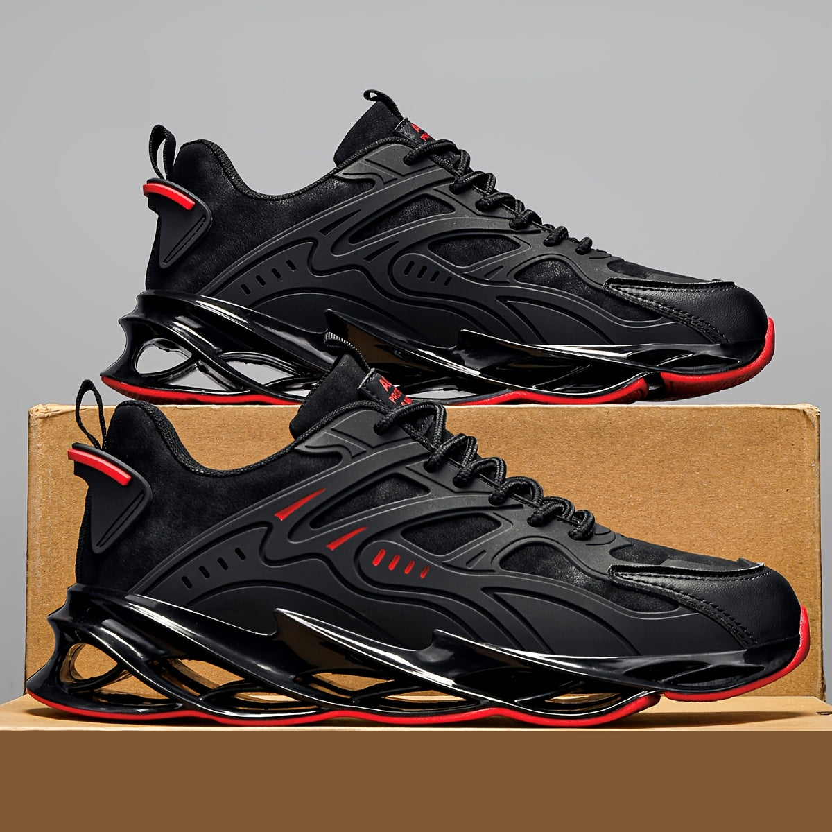 Men's Low-Top Sneakers with PU Upper Rubber Sole Casual Sports Shoes