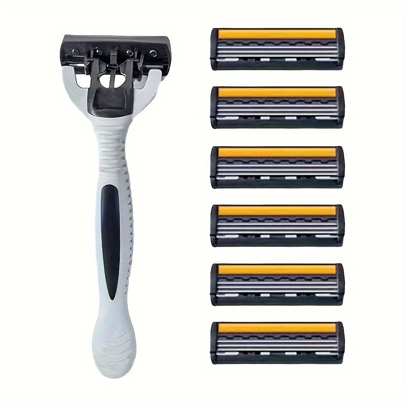 Men's Manual Razor Stainless Steel Blades Non-Slip Handle for Beard and Mustache Grooming