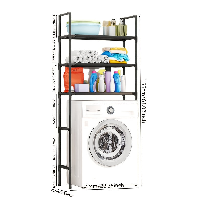 Stainless Steel Storage Rack 3-Tier Waterproof Easy to Clean for Bathroom Laundry Balcony
