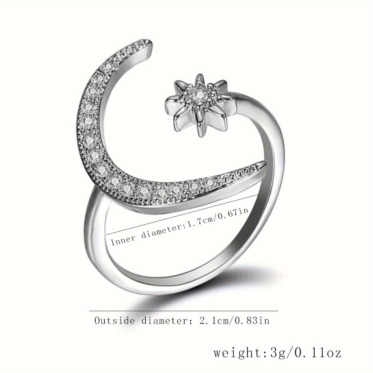 Women’s Zinc Alloy Crescent Shape Ring for Eid Ramadan Gift