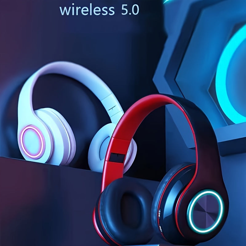 Wireless Luminous Anime Theme Earphones with 3.5mm Jack Condenser Mic Volume Control USB Type-C Charging for Exercise