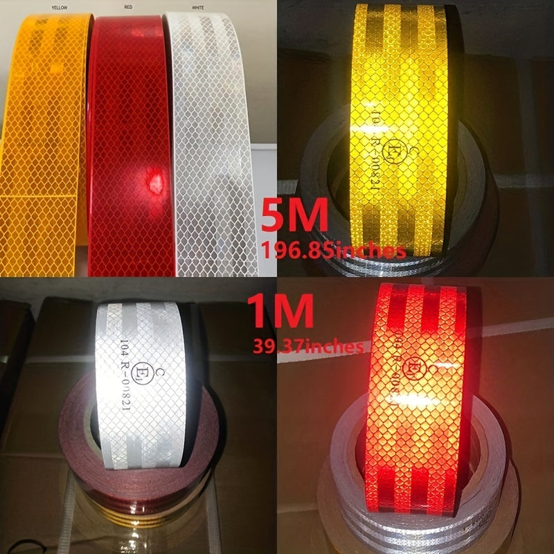 Avtomobil uchun reflektiv ogohlantirish lentasi Qizil va Oq 1m/5m Xavfsizlik chizig'i Reflektiv qoplama