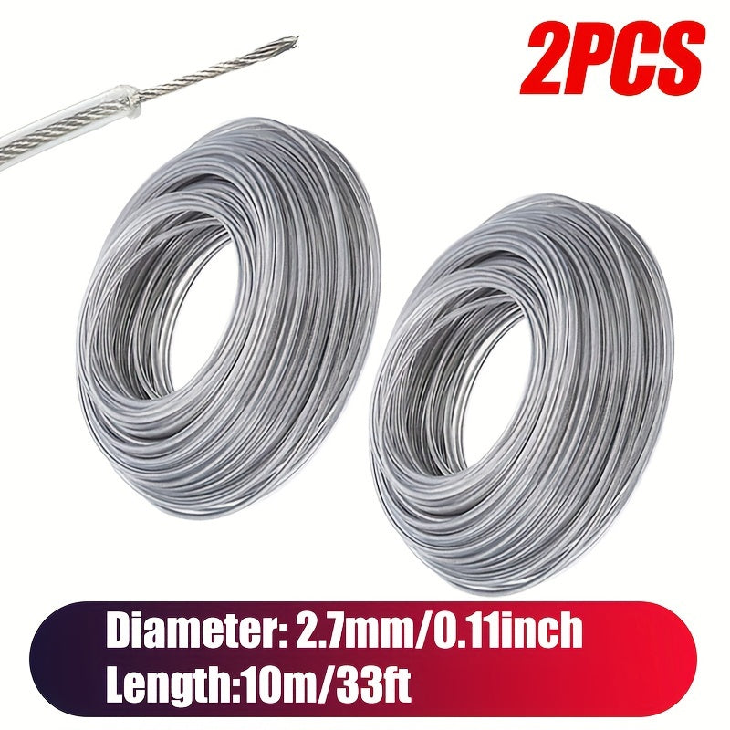 2-Pack Steel Wire Core Nylon Trimmer Line for Grass Cutter 10m 2.4-3.5mm