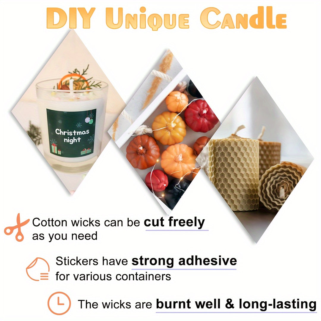 6100cm Natural Candle Wicks Set with 100 Holders for DIY Candle Making