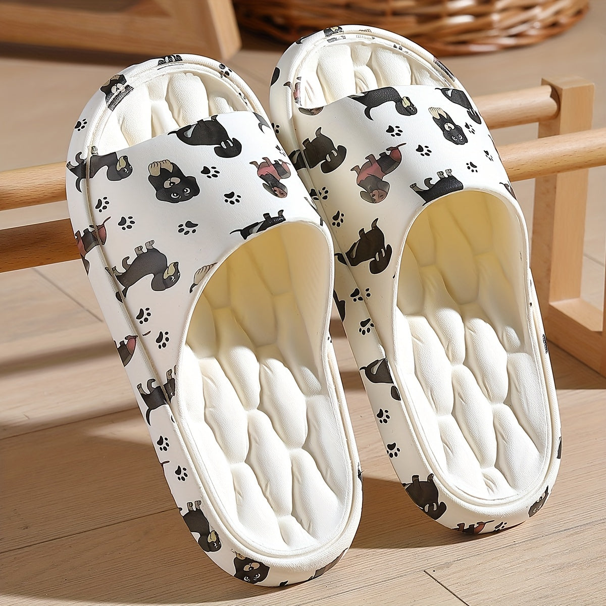 Unisex Dachshund Print Slip-On EVA Slippers Indoor Outdoor House Shoes