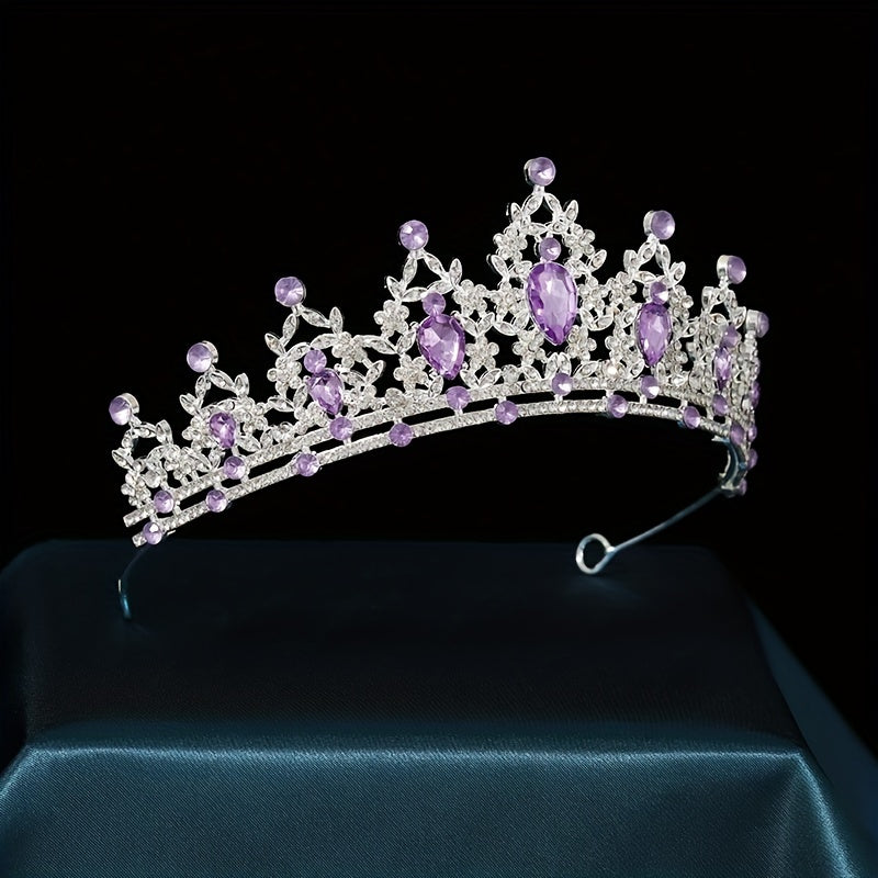 Ladies' Elegant Party Tiara with Classic Crown Jewels for Bridal and Royal Occasions
